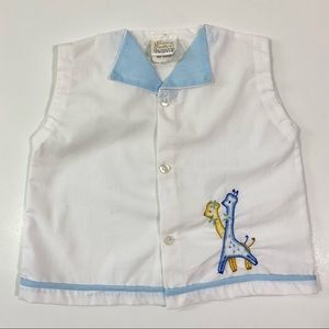 Vintage 60’s Sleeveless Baby Shirt Giraffe 6 Months